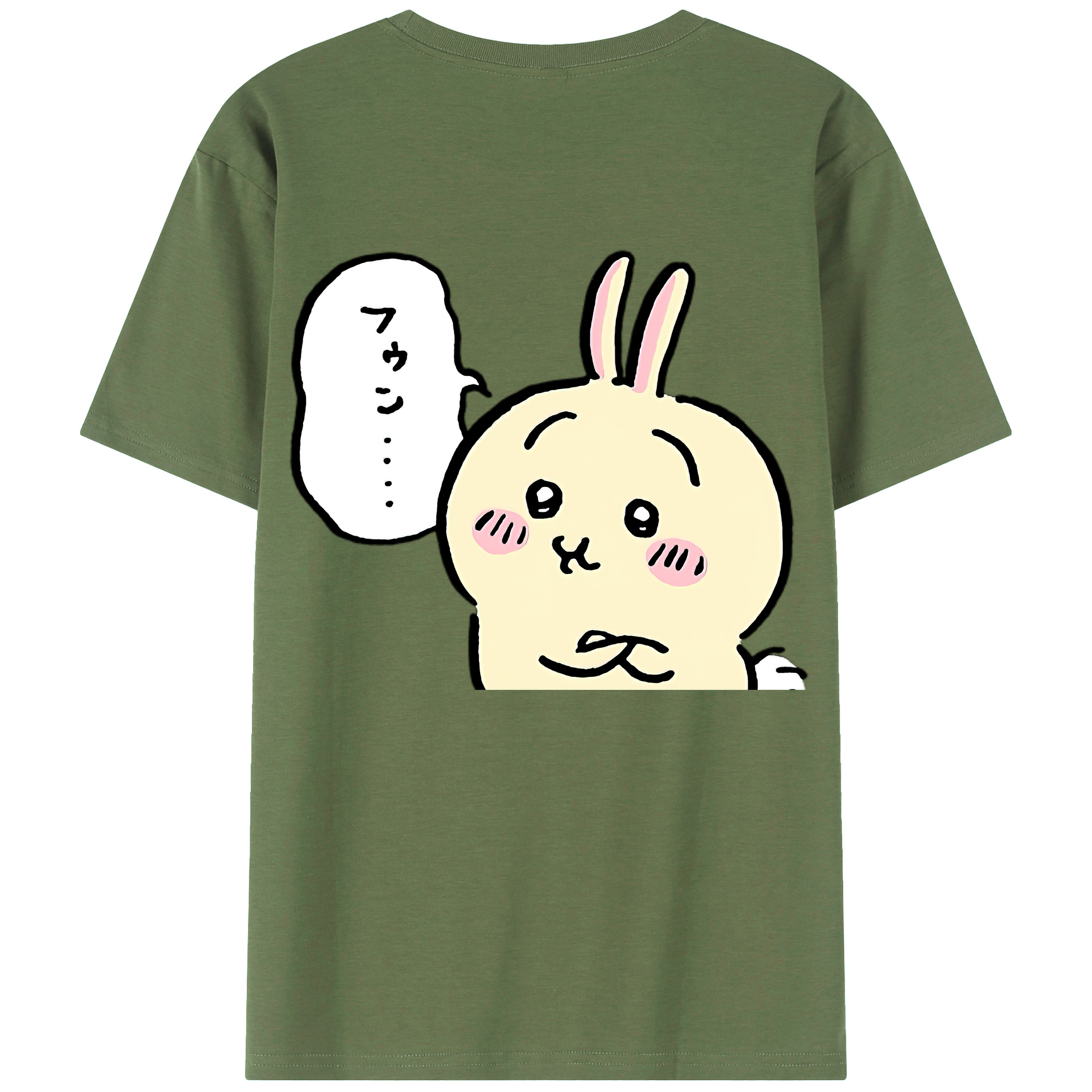 （画像用） ちいかわ うさぎ Chii-kawa usagi 綿100％ メンズ半袖Tシャツ（バックプリント） 通気性